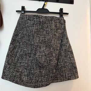 Classic Black and White Tweed Skirt